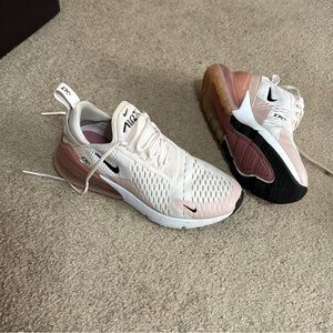 Nike White and Pink Sneakers with Textured Mesh and Wavy Sole
